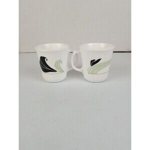 Vintage! Corelle Corning Mugs/Cups BLACK ORCHID 3.5" Set Of 4 Floral USA NMC!